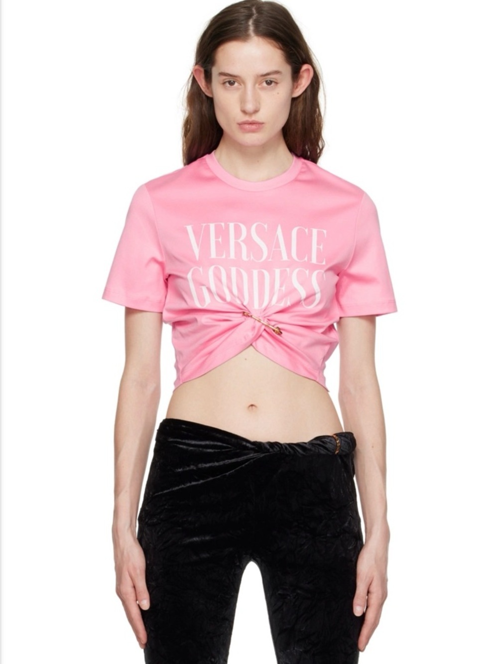 Versace Pink Goddess Safety Pin T-Shirt